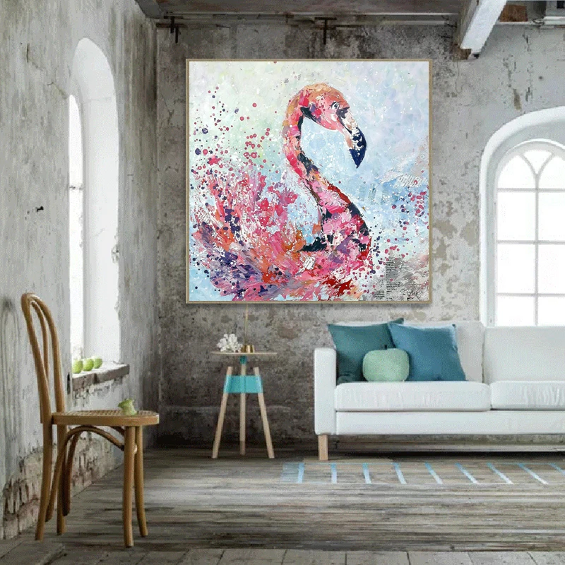 RELIABLI арт Фламинго животное птица абстрактные картины маслом стены искусства для гостиной современные украшения Плакаты без рамки