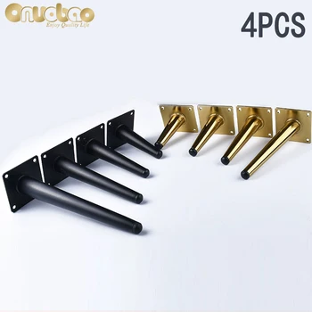 

[Onubao] 4PCS Wrought Iron straight Cone Furniture Legs High-strength Sofa Leg Kitchen Cabinet Table Leg Furniture Feet 10-30cm
