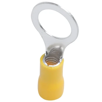 

40 Wire Ring Terminals Vinyl Yellow 12-10 AWG 3/8 inch Car Audio Crimp Connectors
