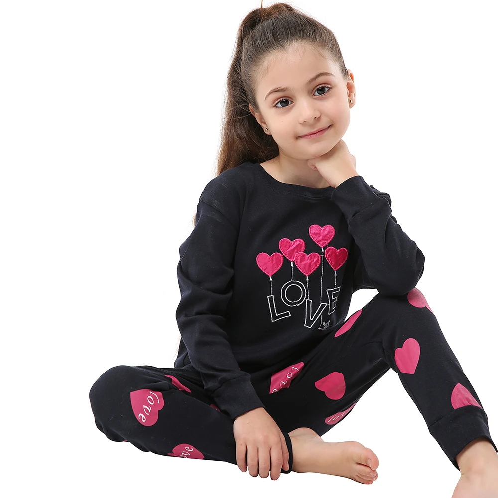 Lovely Girls Heart 100 Cotton High Quality Pajamas Sets Children's Pajamas Unicorn Pijamas For 2T-8T Kids Clothes Homewear children's pajamas bulk