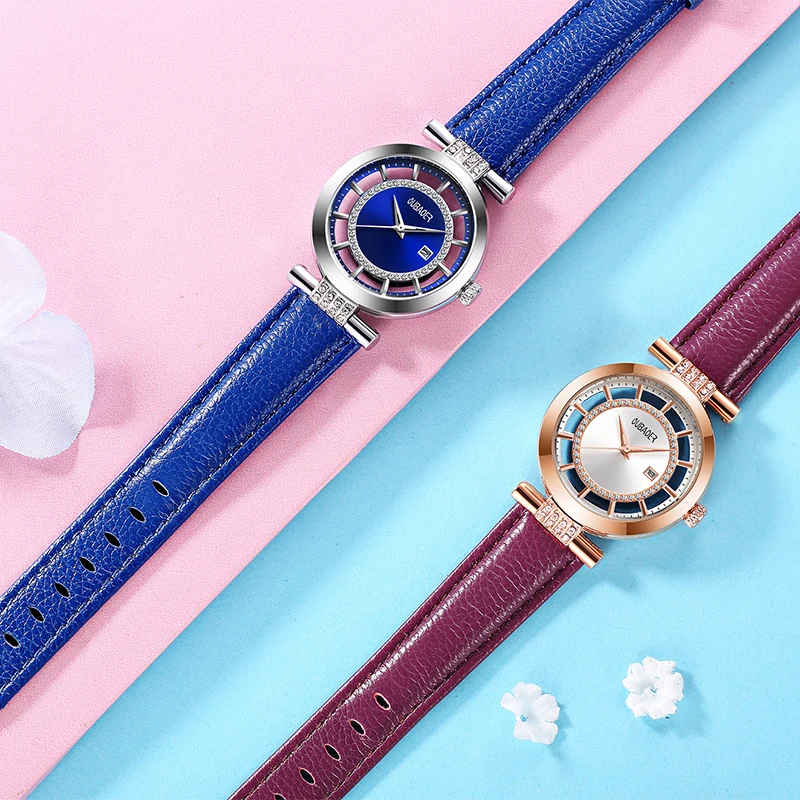 Женские часы-браслет OUBAOER люксовый бренд Montre Femme кожаный ремешок кварцевые часы модные женские часы Relogio Feminino