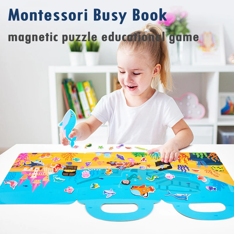 Kids Scene Magnetic Puzzles Montessori Busy Book Open-ended Education Toys Car Animal Shape Matching Game Quiet Book Jigsaw Toys 2