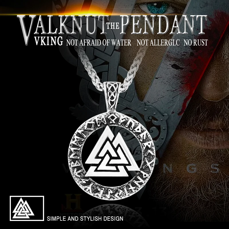 

Beier lavic Norway Valknut pagan amulet pendant Men necklace Scandinavian Viking jewelry Odin 's Symbol of Norse Viking Warrior