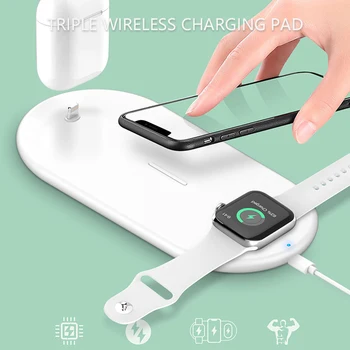 

10W Fast Charging 3 in 1 Wireless Charger Pad for Apple Watch 5 4 3 2 Wireless Charger For AirPods 2 iPhone 11 Pro Xs Max XR X 8