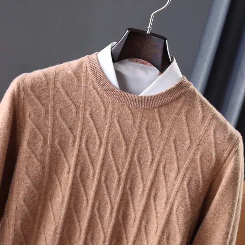 Soft Warm Sweaters Men 100% Pure Wool Knitted Jumpers Hot Sale Winter Oneck Full Sleeve Thick Pullovers Solid Color Clothes