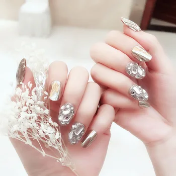 

Manicure Finished Product INS Stereo Wave Pattern Mirror Fake Nails Finished Product Manicure