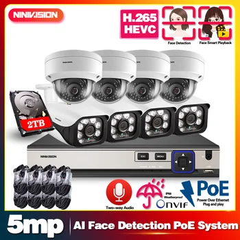 

Face AI 8CH 5MP HD POE NVR Kit CCTV Security System Two Way Audio Bullet & Dome POE IP Camera Outdoor P2P Video Surveillance Kit