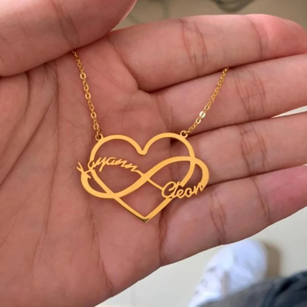 Mini World Personalized Custom Heart Couple Name Infinity Necklace Stainless Steel Silver Jewelry Pendant Boy Birthday Gift Customized Necklaces Aliexpress