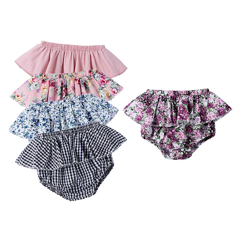 

Infant Girl Ruffle Shorts Newborn Baby Flower bloomers Summer Toddler Trousers PP Diaper Cover Panties
