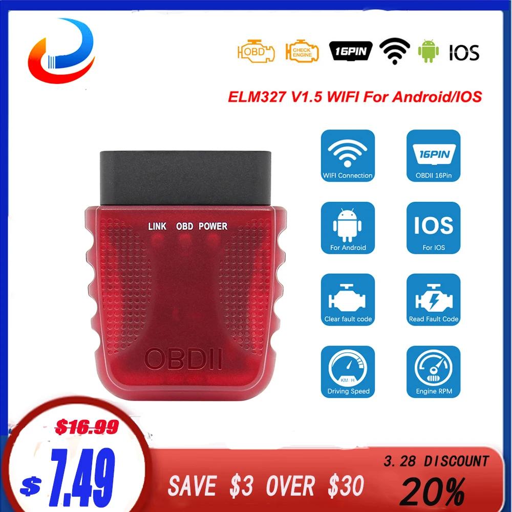 ELM 327 V1.5 WIFI для Android/iOS elm327 сканер ELM327 wifi OBD 2 OBD2 автомобильный диагностический Wi-Fi ODB2