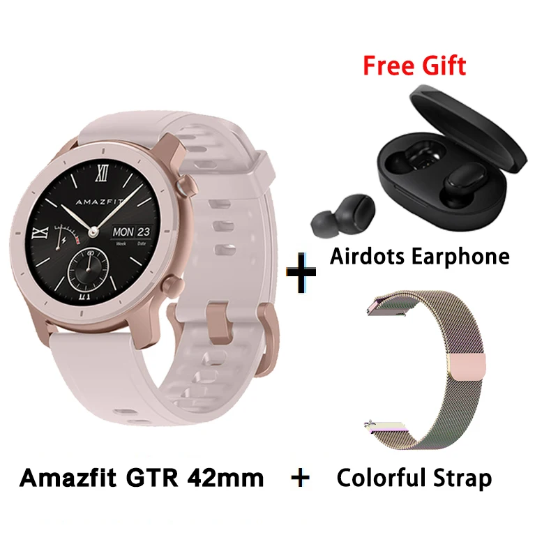 Глобальная версия Amazfit GTR Смарт-часы 42 мм 5ATM 24 дня батарея gps и ГЛОНАСС Смарт-часы женские часы мужские - Цвет: P add colorful strap