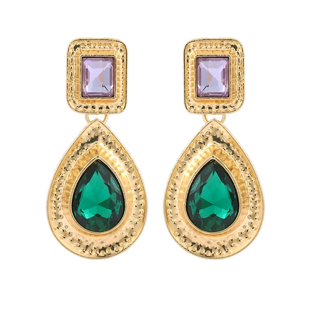 Ztech New Green Series Set Earrings Designer Jewelry Crystal Tassel Za Accessories Handmake Statement Bijoux Pendientes Brincos E1145