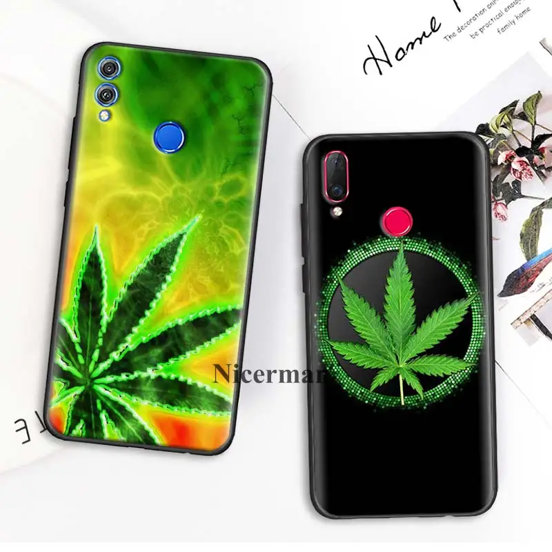Case for Huawei Honor 8X 8C 8A 8S 9 10 9X 20i V20 Lite Pro Y7 Y6 Y5 Y9 Play Enjoy 9E 9S Hemp Leaf