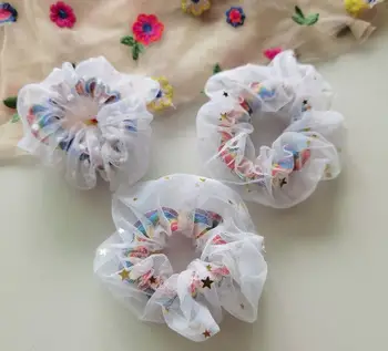 

Rainbow mesh hair rope super fairy sweet head rope female new temperament mesh yarn large intestine hair ring