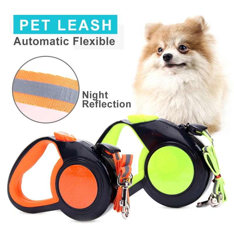 

Dog Traction Rope Automatic Flexible Leash Plastic Nylon Multi Colors Dogs Leashes For Small Dog Night Reflective Pet Accessorie