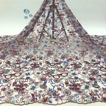 

Latest African Lace 2020 High Quality Burgundy Sequin Rich Tulle Mesh French Lace Nigerian Clothing Fabric