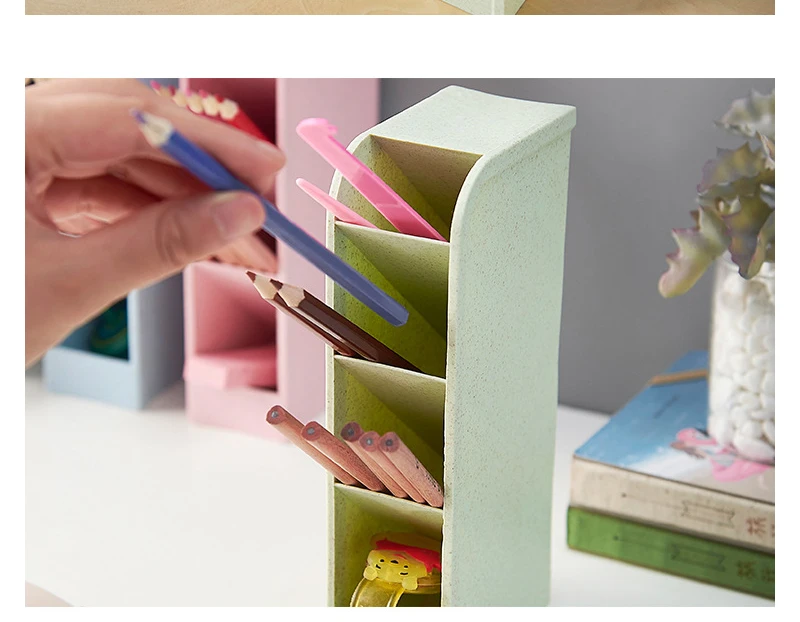 Newest Pencil Pen Case Storage Boxes Drawer Divider Makeup Brush Stand Toothbrush Organizer Table Desk Home Office Organization_15