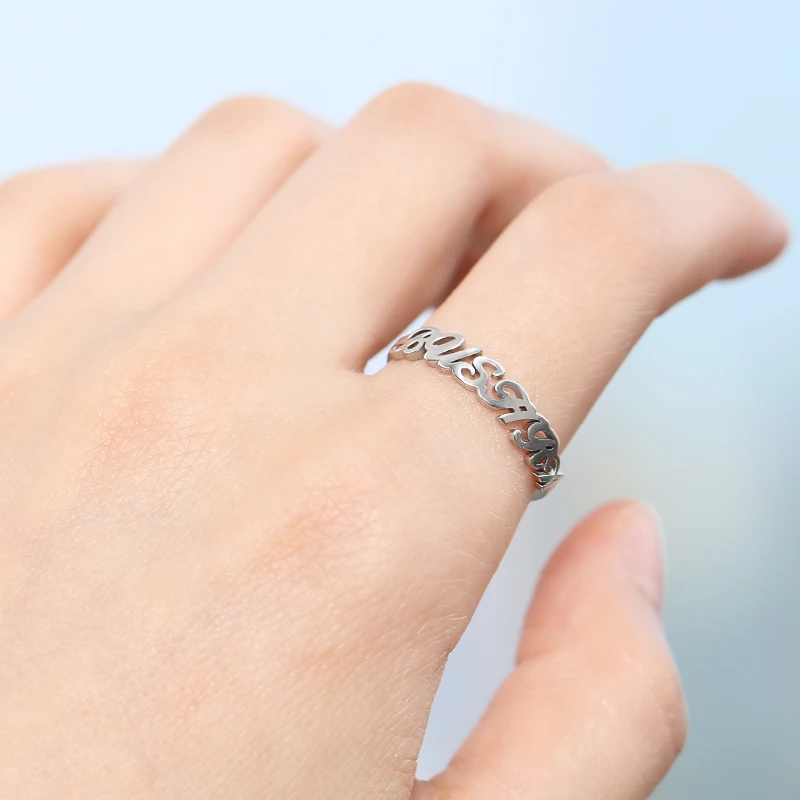 Пользовательское имя кольцо персонализированные золотые кольца из нержавеющей стали для женщин кольцо Bijoux Femme обручальное кольцо пользовательские буквы кольца с инициалами