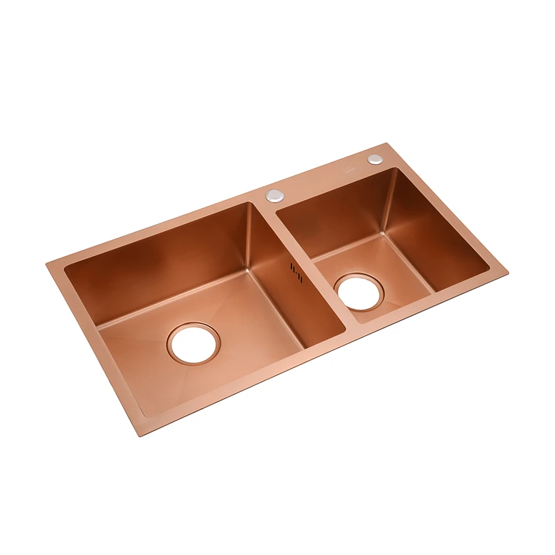 

Rose Gold Kitchen Sink Double Bowl 80x45cm Above Counter Sink Small Sink Balcony Household Small Sink Single Slot Accessories
