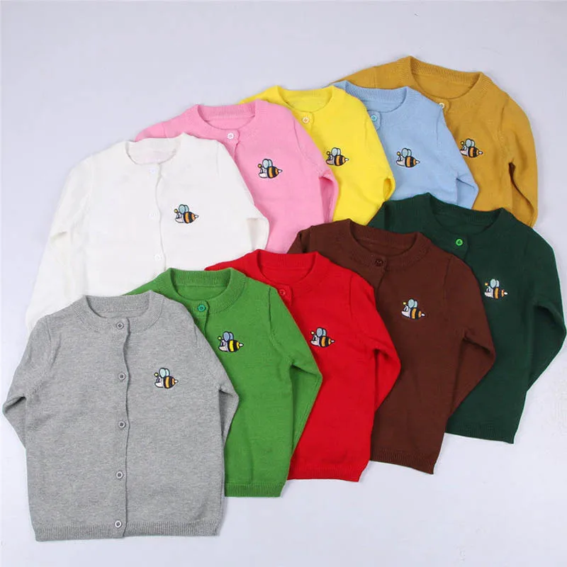 

Mom Baby Christmas Cartoon Bee Clothing for Family Cardigan Sweater Matching Outfits Clothes Mother Daughter Son Solid Color