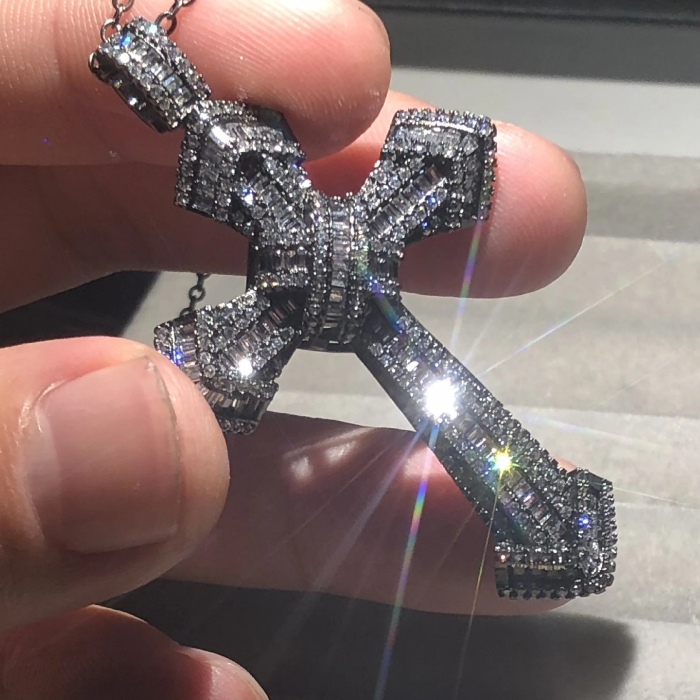 Роскошные христианские кресты подвески стразы картина полное Настоящее 18kT