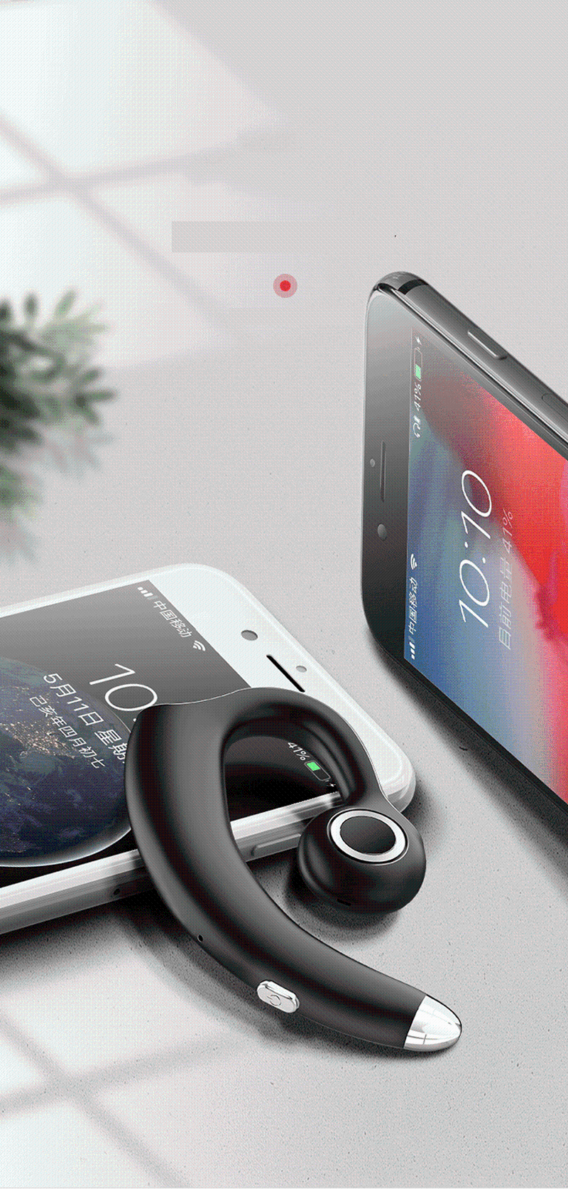 CLAITE, bluetooth, деловые наушники, стерео, беспроводные гарнитуры, портативные, с одним заушником, шумоподавление, спортивные наушники для телефонов