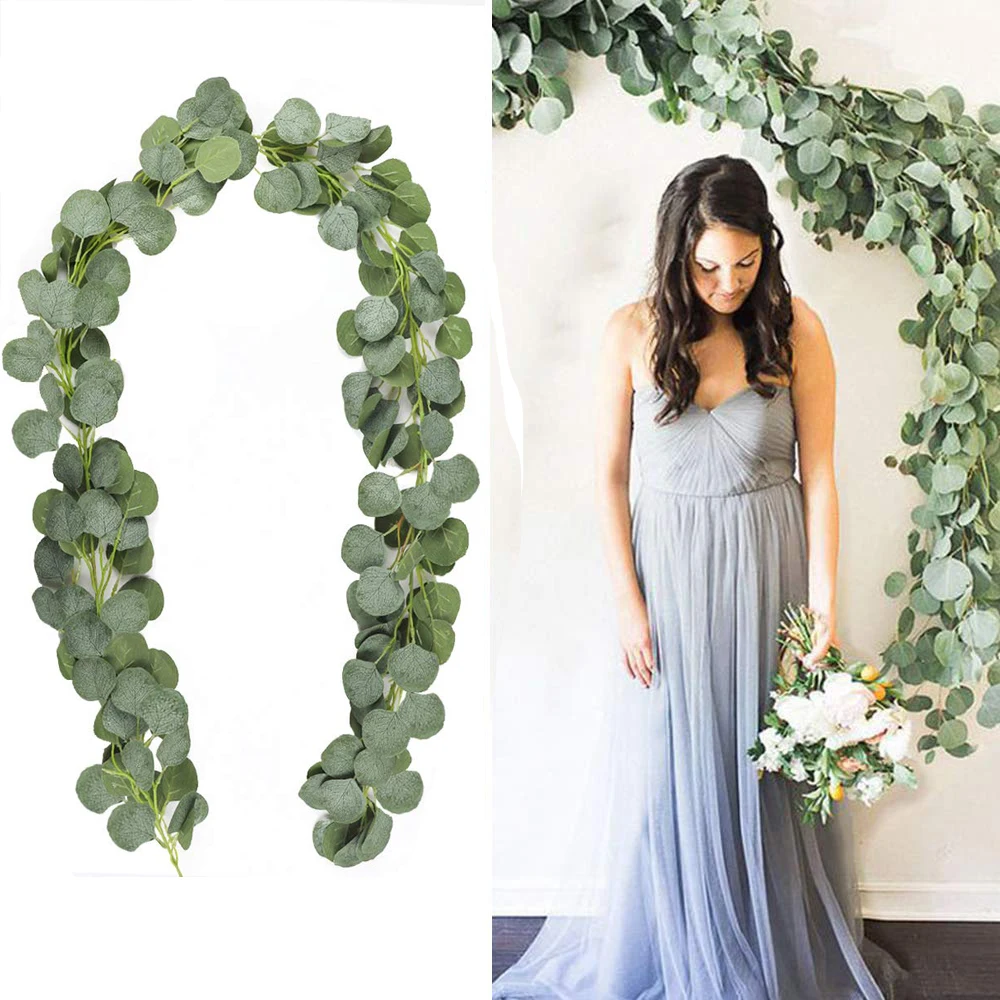 

Artificial Vines Faux Silk Eucalyptus Garland Greenery Wedding Backdrop Arch Wall Decor