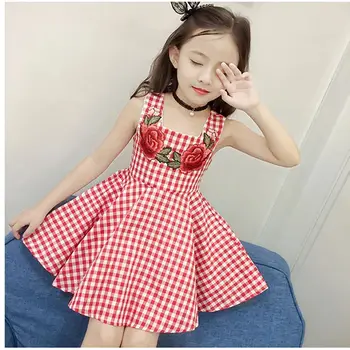 

New Fashion Cute Print Girl Dress Spring and Summer Dress Little Girl Princess 12 From 18 To 10 9 8 7 6 5 Years Old Plaid Dress
