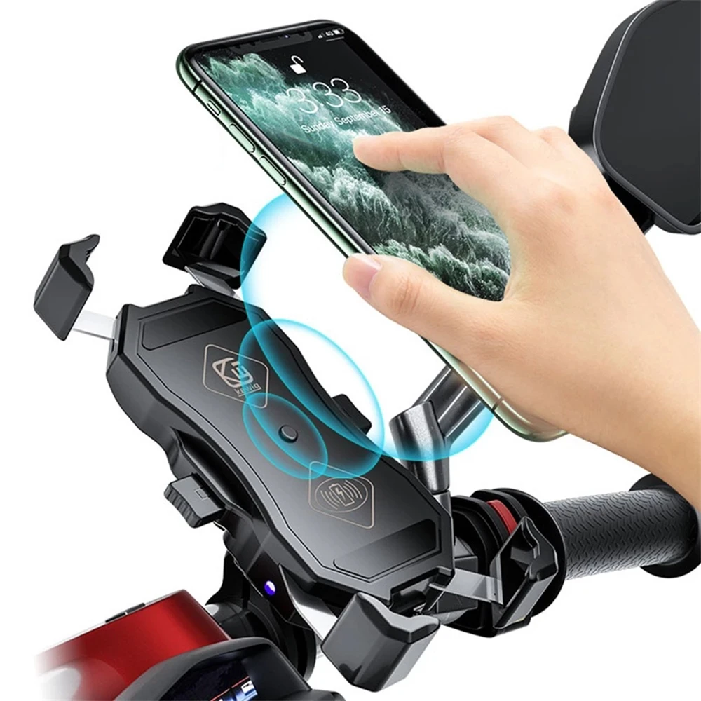 2021 new 4.7-7 inch Phone Holder Motorcycle Wireless Charger Handlebar Bicycle Bracket Quick Charge USB GPS Mount |