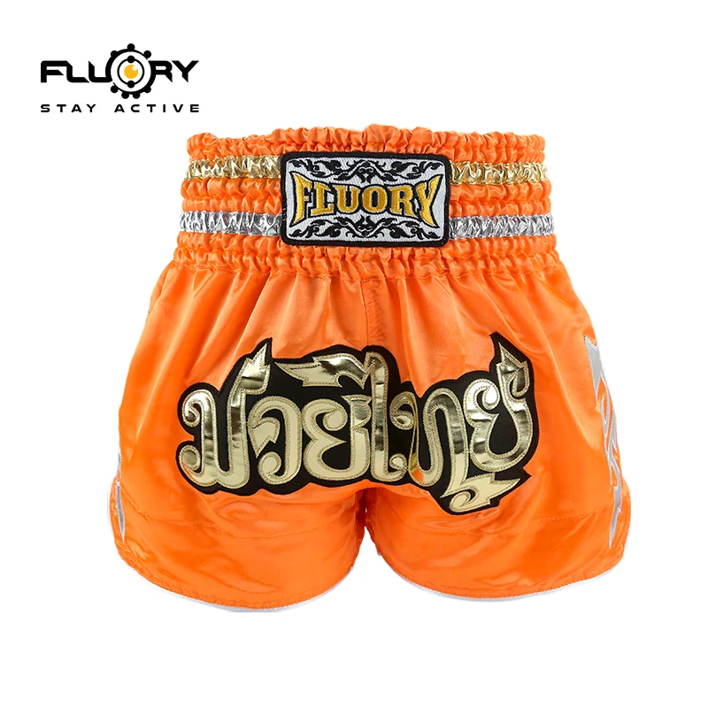 ORANGE Шорты для подростков и детей(девочек и мальчиков) fluory Muay Thai шорты для кикбоксинга с вышивкой модные розовые шорты для боевых действий - Цвет: ORANGE