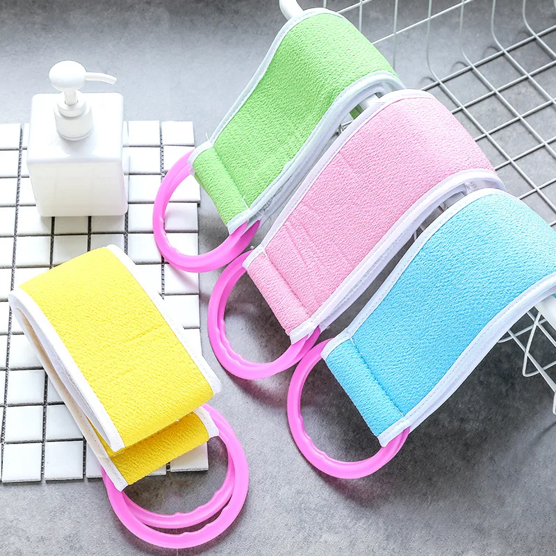 

Back Strap Washing Body Scrubber Strip Shower Baths Belt Washcloth Massage Spa with Hand Hold Ring Skin Cleaning Tool