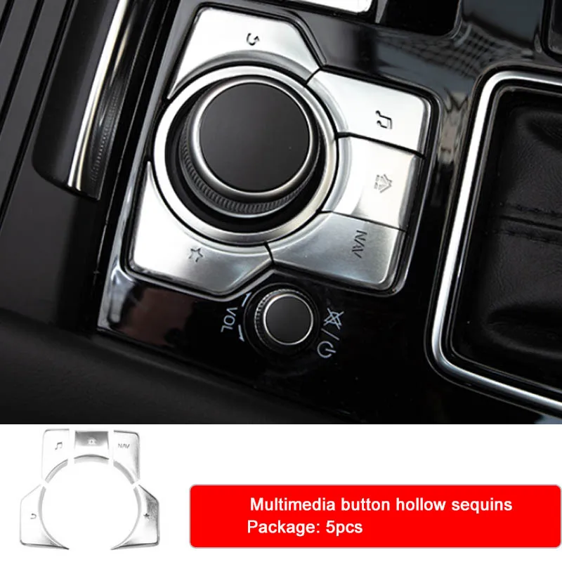 5pcs silver Автомобильный Стайлинг интерьера молдинги электронный ручной тормоз Блестки для Mazda 6 Atenza-Н. В. Мультимедийные кнопки полые блестки - Название цвета: 5pcs silver