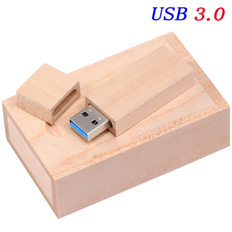 JASTER USB 3,0 деревянная карта памяти+ коробка usb флэш-накопитель 4 ГБ 16 ГБ 32 ГБ 64 Гб Флешка U диск(более 10 шт. бесплатный логотип) подарок на Хэллоуин - Цвет: Maple with box