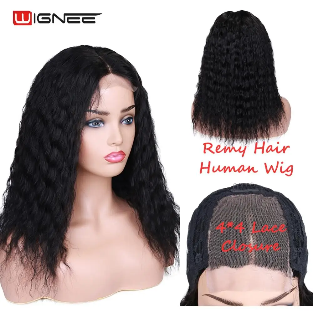 Парик Wignee из кудрявых человеческих волос на сетке для черных женщин 150% плотность