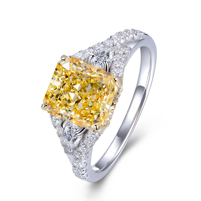 

Zhanhao 2021 Rhodium Plated Radiant Cut 925 Silver Rings With 3.0ct Simulated Yellow Diamond