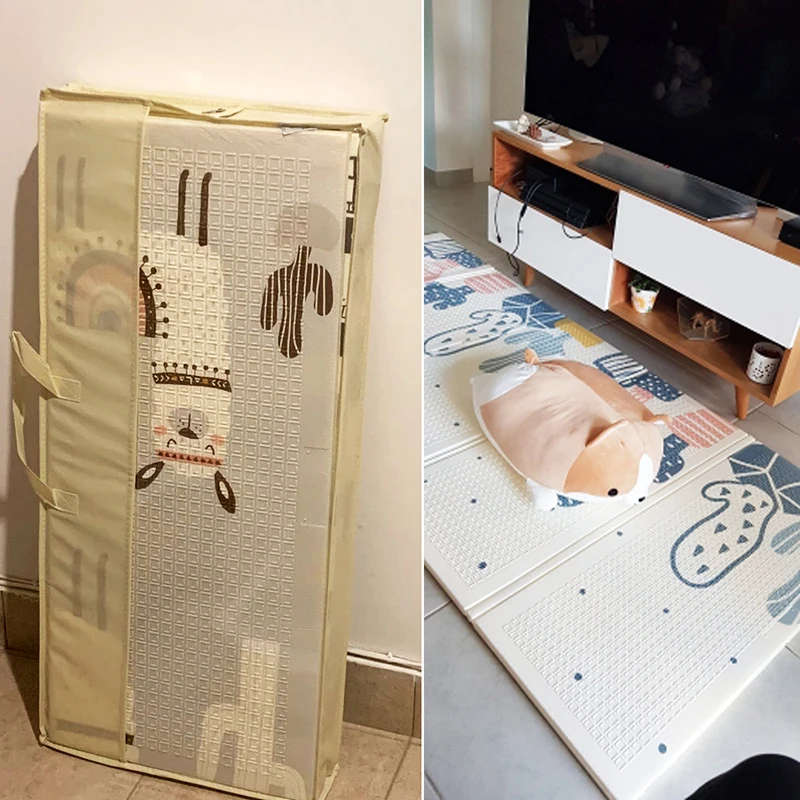 Детский игровой коврик складной игровой коврик большой мягкий пол Реверсивный коврик для ползания нетоксичный водонепроницаемый для детей малышей Детские игрушки