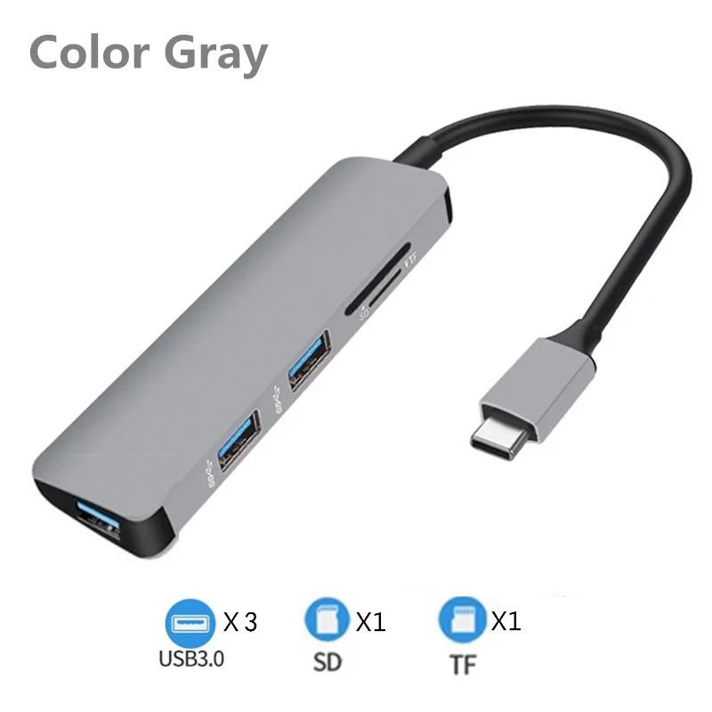 cary 5 в одной док-станции USB 3,0 HDMI; Ethernet для MacBook iMac Pro lenovo type-C функции соединения данных - Цвет: cary