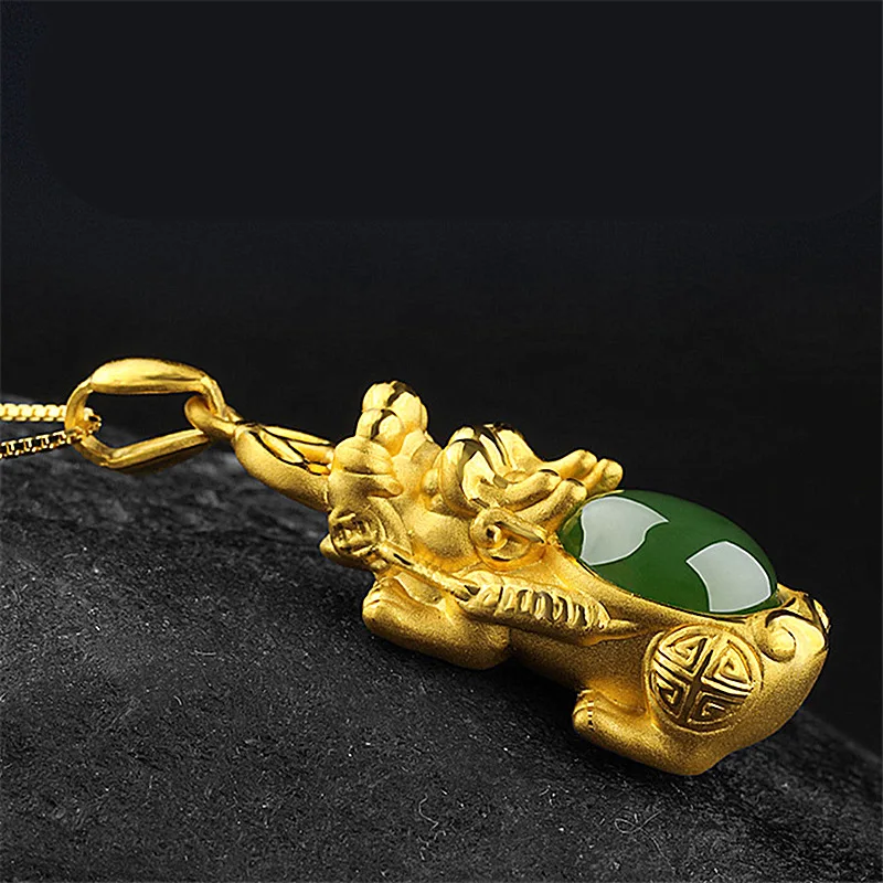 

Elegant Luxury Gold Color Pi Xiu Necklace Nation Style Feng Shui Wealth Necklace Good Lucky Jewelry Birthday Banquet Gifts