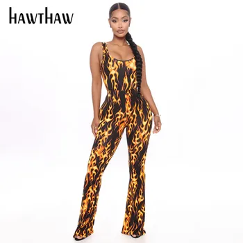 

HAWTHAW fashion women slim skinny printed bodysuit long pants fitness two piece sets 2pc clothes suit outfit casual summer