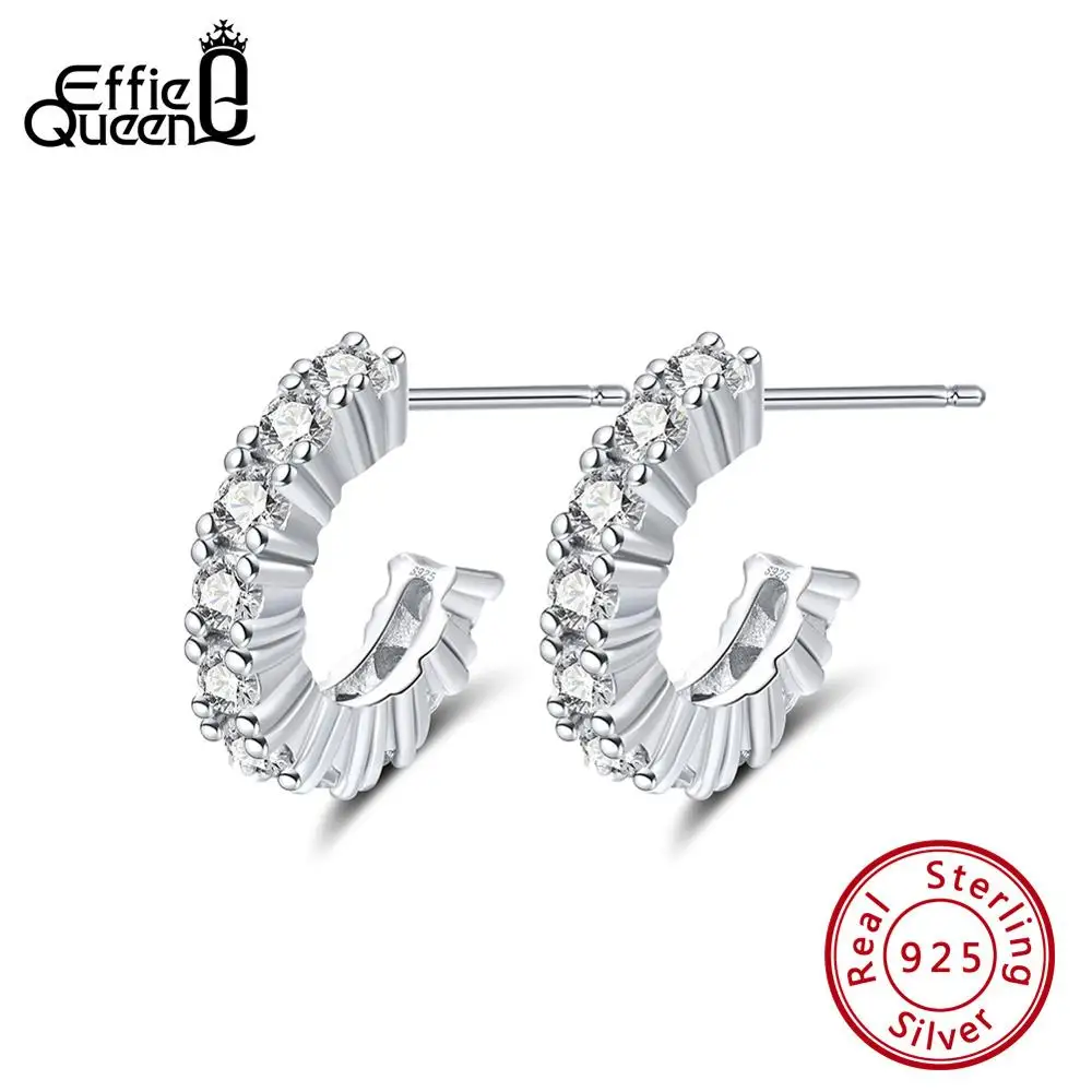 Effie queen женские серьги из стерлингового серебра 925 пробы маленькие круглые гвоздики Благородные Ювелирные изделия подарок на день рождения AAAA циркон серьги TSE167
