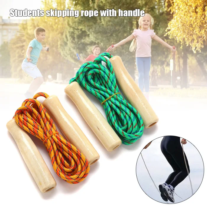 Wooden Handle Adjustable Jump Rope for Kids and Adults Outdoor Fun Activity 