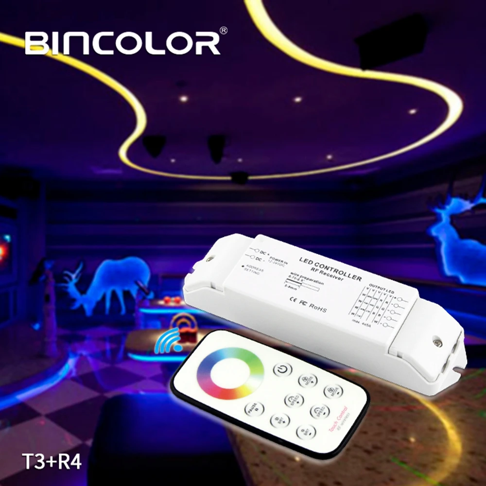 Bincolor T3 + R4 RGB сенсорный контроллер RF беспроводной сенсорный пульт дистанционного управления светодиодный 5050 контроллер полосы DC12V-24V 5A * 4CH