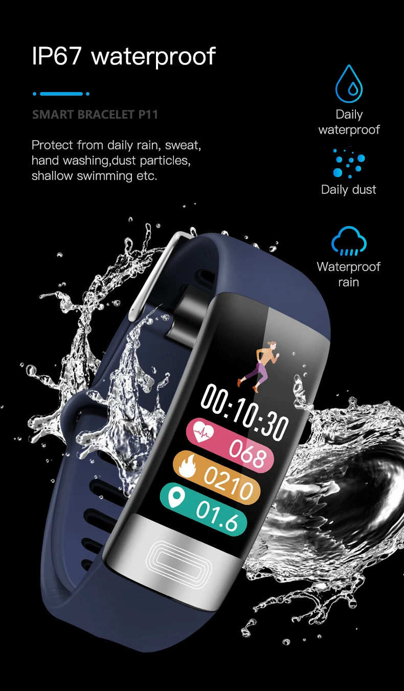 UGUMO ECG+PPG Smart Bracelet Body Temperature Blood Pressure Heart Rate Monitor Smartband Fitness Tracker Sport Smart Wristband