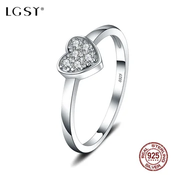 

LGSY Round Ring Fine Jewelry Crystal Wedding Rings 925 Sterling Silver Romantic Engagement Rings Female Finger Jewelry DR1035