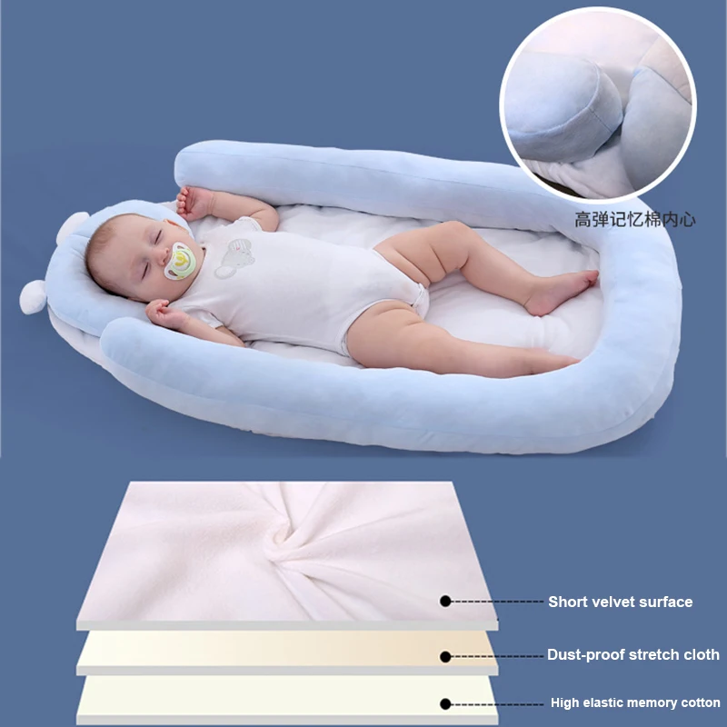 Портативная детская хлопковая кроватка для младенцев, кровать-гнездо, медленно поднимающаяся подушка из пены с эффектом памяти, матрас, съемная дорожная кровать для детей, младенец