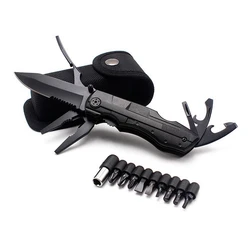 Pince multi outils pliante de poche, Camping en plein air survie chasse Kit de tournevis Bits couteau ouvre bouteille outils à main 