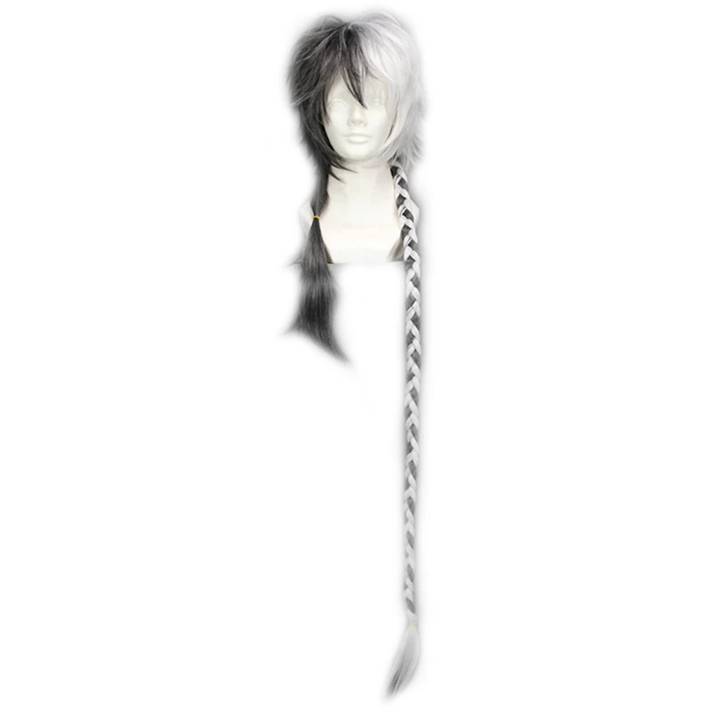 

Vocaloid Yuezheng Longya 120cm Black White Ombre Men Long Straight Braided Hair Peluca Anime Cosplay Costume Wig