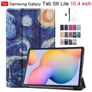 

Tablet Funda For Samsung Galaxy Tab S6 Lite PU Leather Tablet Case SM-P610 SM-P615 for Funda Flip Stand Cover with Pen+Film