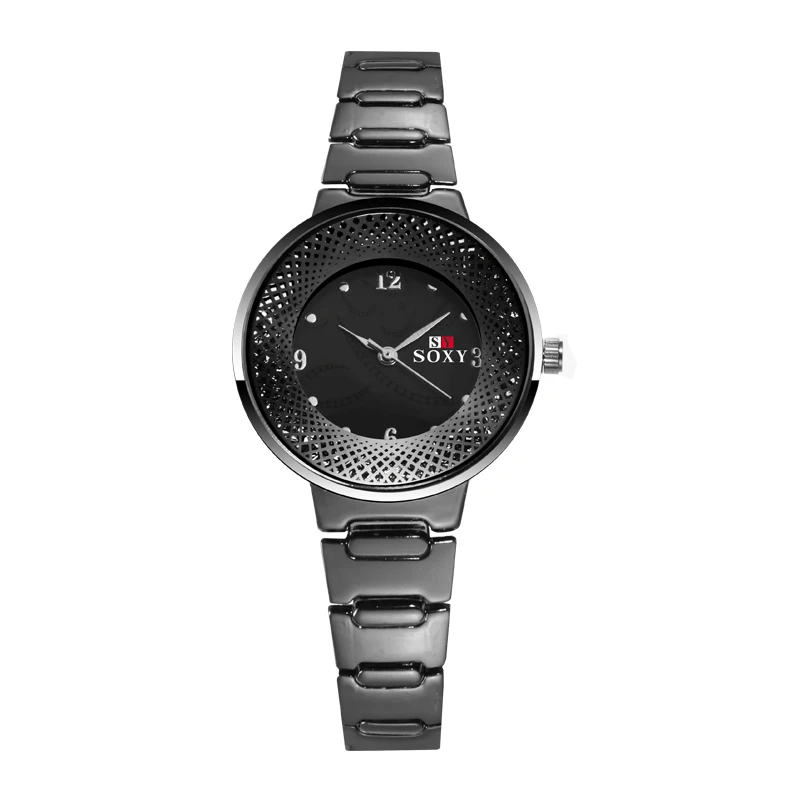 SOXY Simple Silver Watches Women Stainless Steel Strap Fashion Casual Wild Quartz Female Bracelet Watch relogio feminino