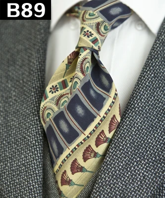 Мужские галстуки с принтом, шелк, винтажные Цветочные абстрактные персонажи, геометрические Пейсли, многоцветная печать, элегантные, ручная работа - Цвет: B89